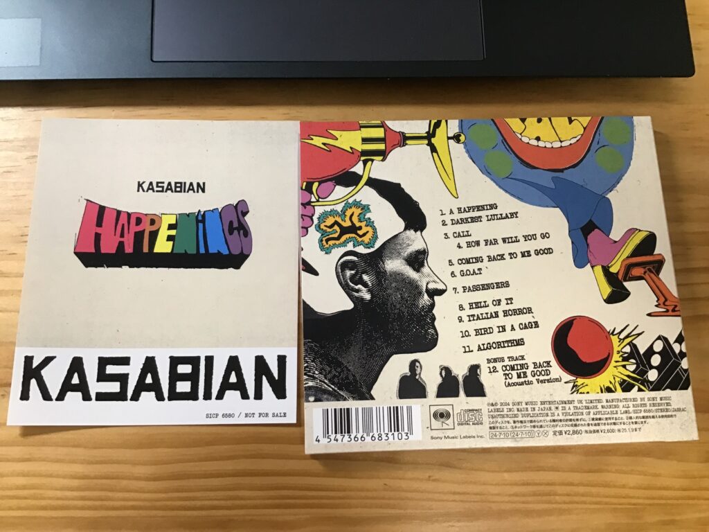 Happenings / Kasabian (2024)裏ジャケ、ステッカー