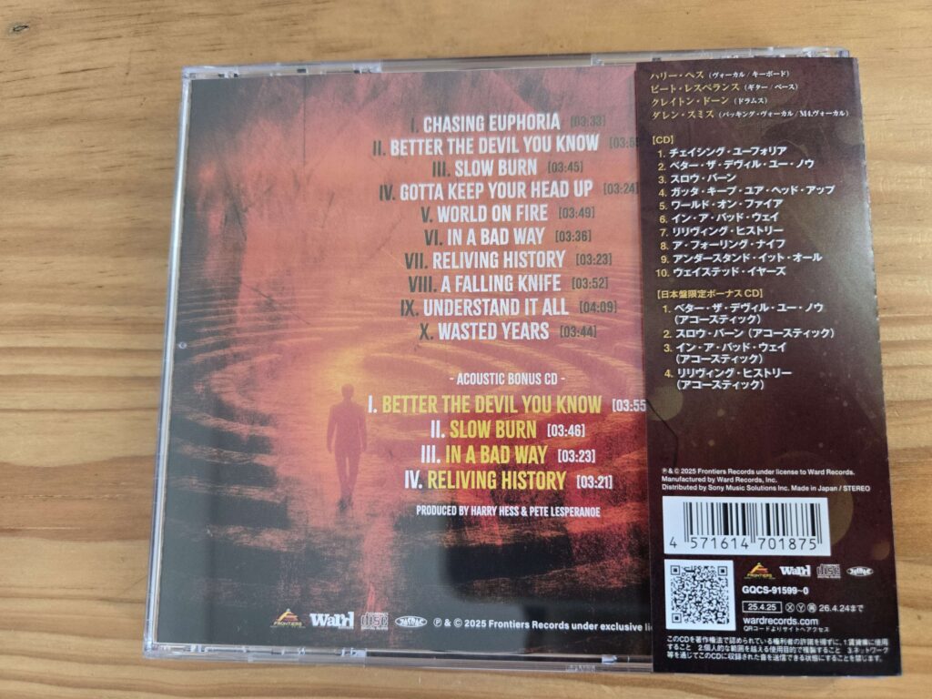 Chasing Euphoria / Harem Scarem (2025)裏ジャケ