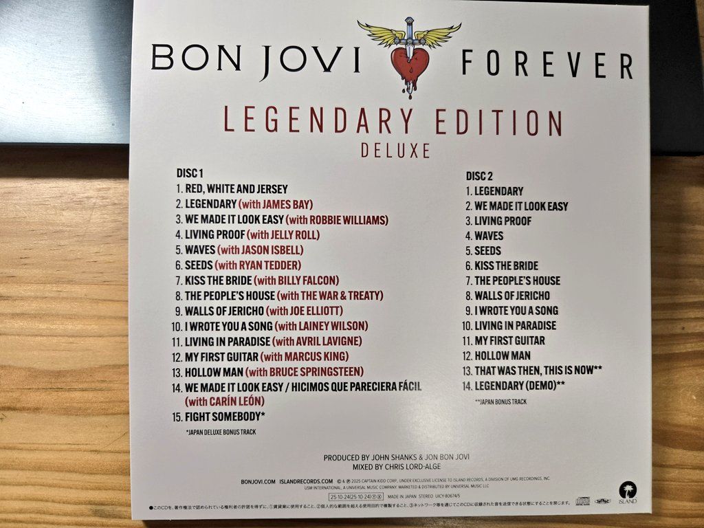 【CD購入録】 Forever (Legendary Edition) (2025) / BON JOVI 裏ジャケ
